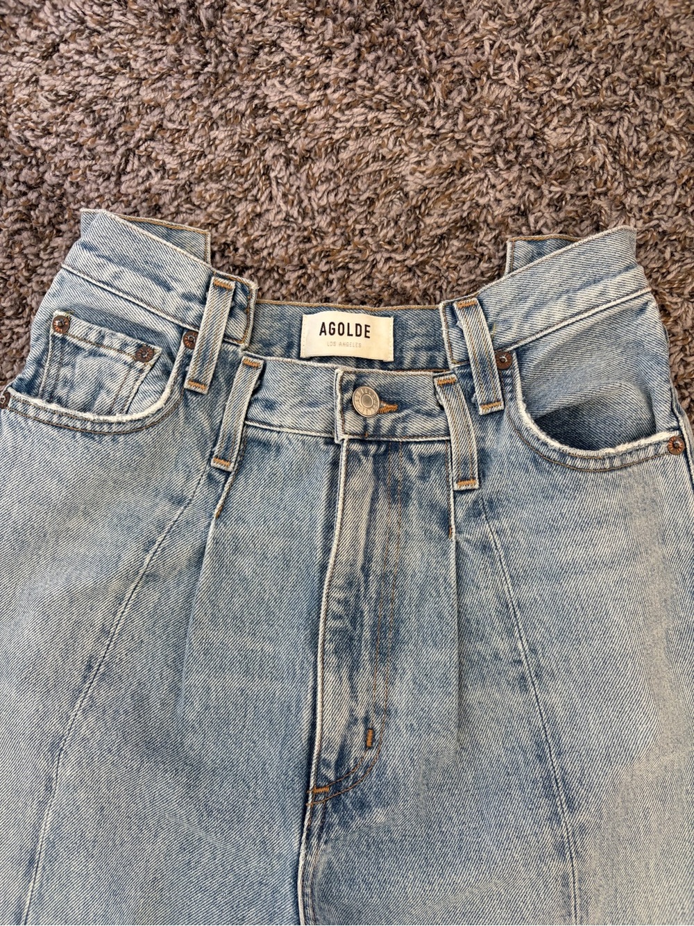 Agolde Straight Leg Light Blue High-Rise Jeans